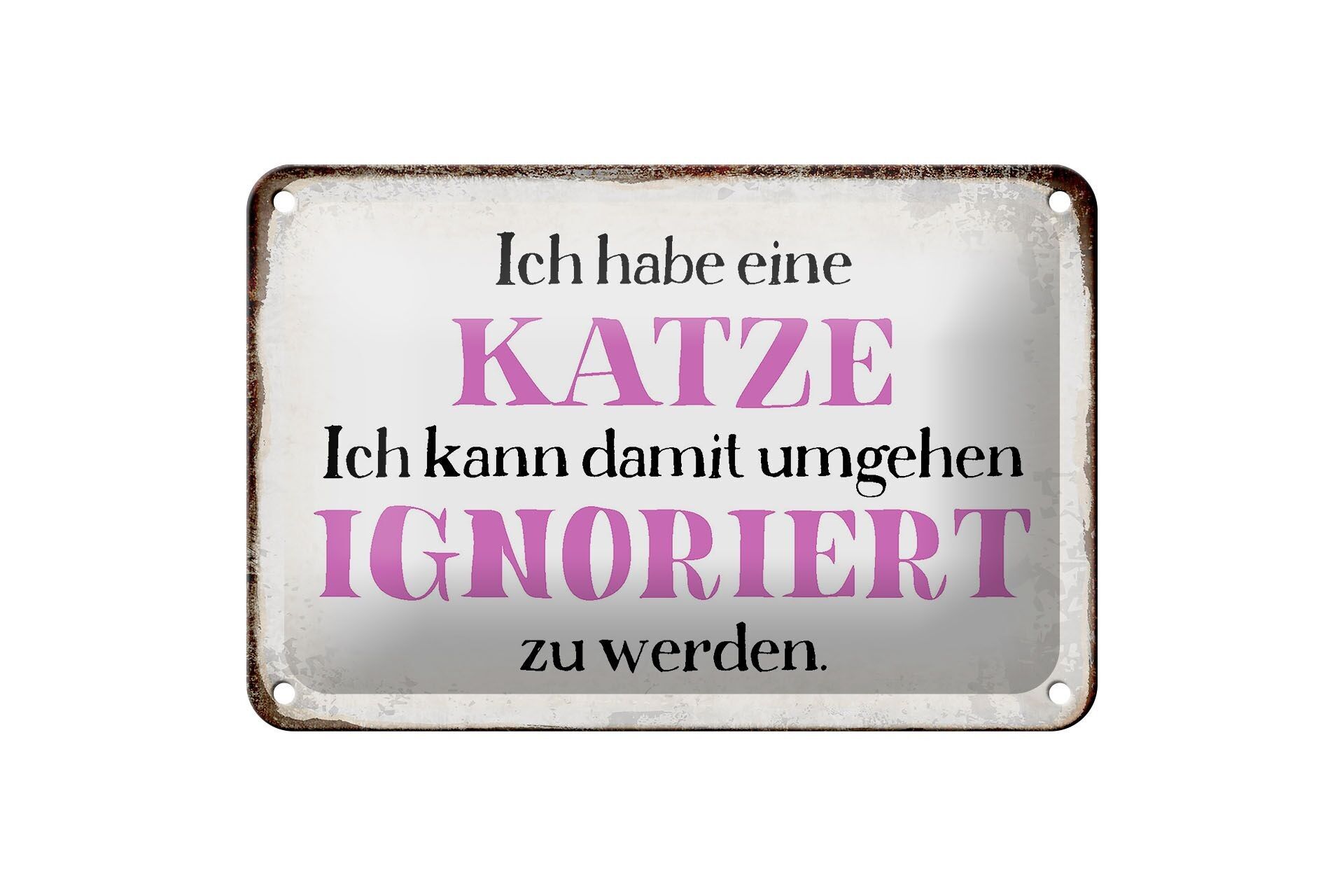 Targa in metallo con scritta "Hai un gatto" di 18 x 12 cm, la decorazione può essere ignorata