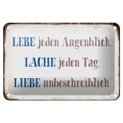 Targa in metallo con scritta "Love Ridere ogni giorno", decorazione regalo da 18 x 12 cm