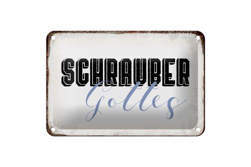 Blechschild Spruch 18x12cm Schrauber Gottes Mechaniker Dekoration
