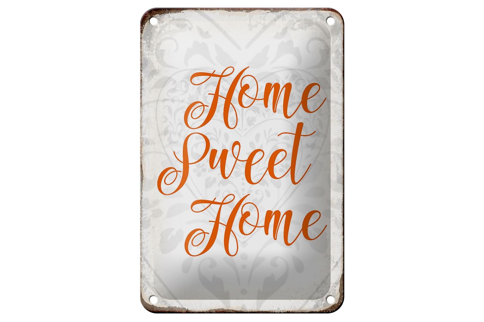 Targa in metallo con scritta Home Sweet Home, decorazione regalo a forma di cuore, 12 x 18 cm
