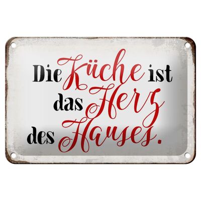 Tin sign saying 18x12cm kitchen is the heart of the house decoration
