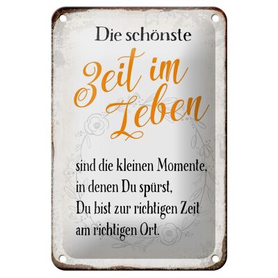 Blechschild Spruch 12x18cm die schönste Zeit im Leben sind Dekoration