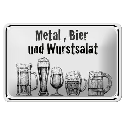 Metal sign notice 18x12cm beer and sausage salad decoration