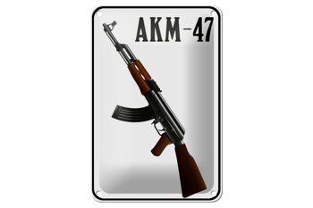 Plaque en tôle fusil 12x18cm décoration Kalachnikov AKM-47 1