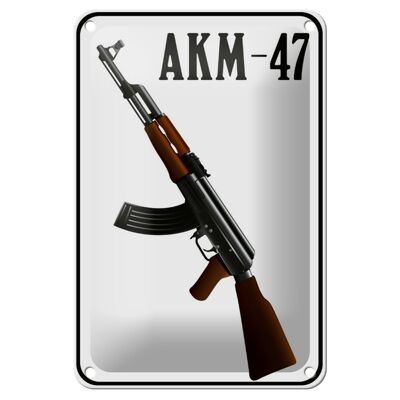 Plaque en tôle fusil 12x18cm décoration Kalachnikov AKM-47