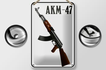 Plaque en tôle fusil 12x18cm décoration Kalachnikov AKM-47 2