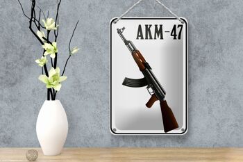 Plaque en tôle fusil 12x18cm décoration Kalachnikov AKM-47 4