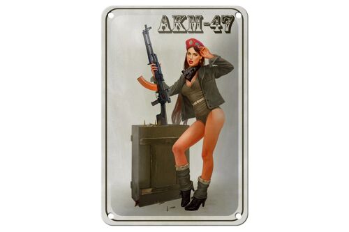 Blechschild Gewehr 12x18cm Pinup Kalaschnikow AKM-47 Dekoration