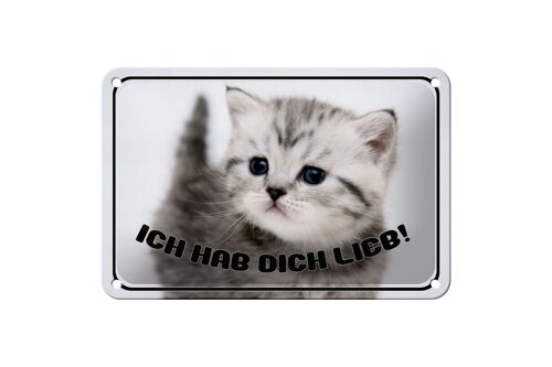 Blechschild Katze 18x12cm ich hab dich lieb Geschenk Dekoration