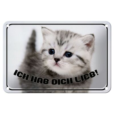Tin sign cat 18x12cm I love you gift decoration