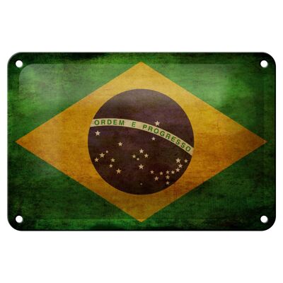 Blechschild Flagge 18x12cm Brasilien Geschenk Dekoration