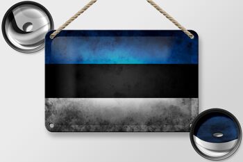 Drapeau en étain 18x12cm, décoration du drapeau de l'estonie 2