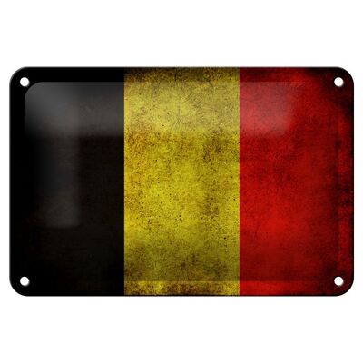 Targa in metallo bandiera 18x12 cm Decorazione bandiera Belgio