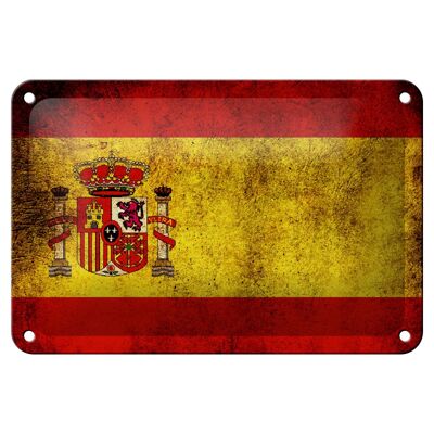 Tin sign flag 18x12cm Spain flag decoration
