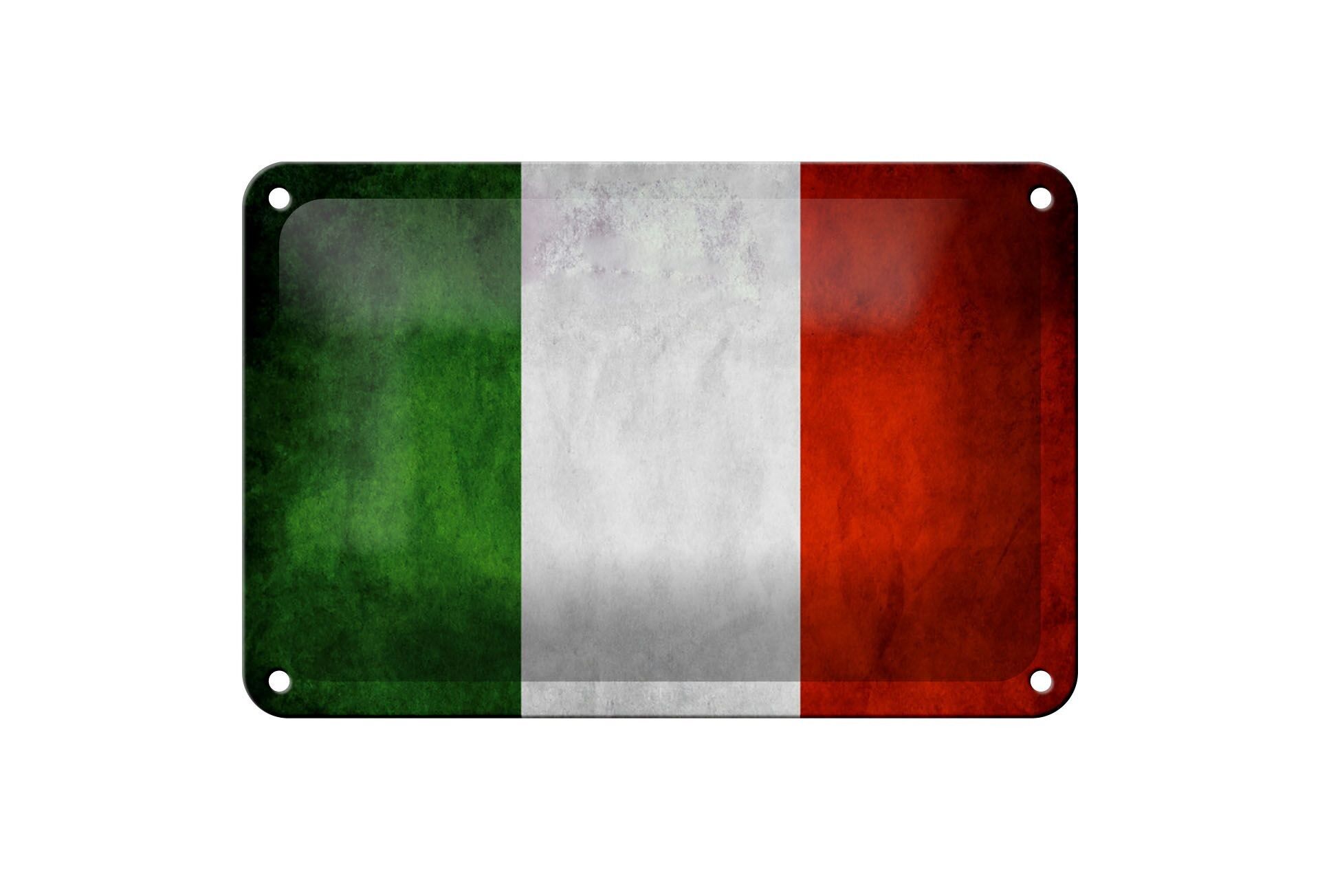 Tin sign flag 18x12cm Italy flag decoration