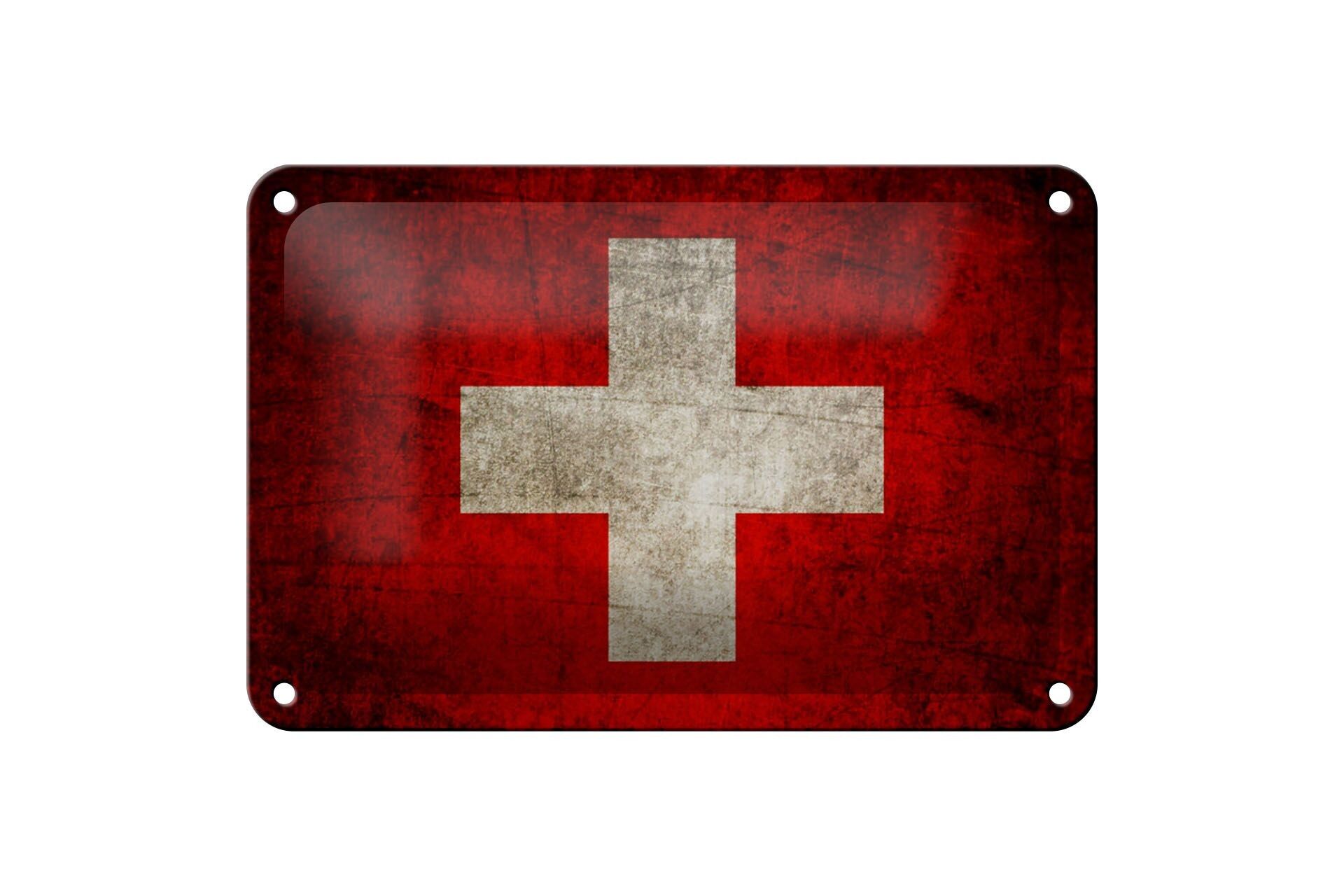 Blechschild Flagge 18x12cm Schweiz Fahne Dekoration
