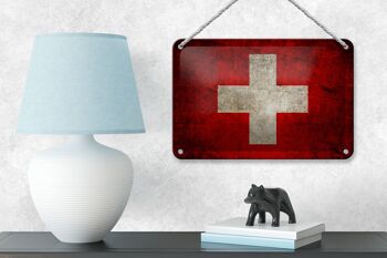 Drapeau en étain 18x12cm, décoration de drapeau suisse 4