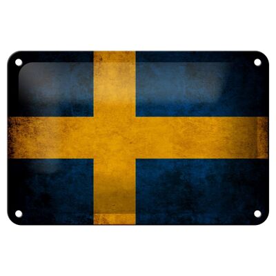Targa in metallo bandiera 18x12 cm Decorazione bandiera Svezia