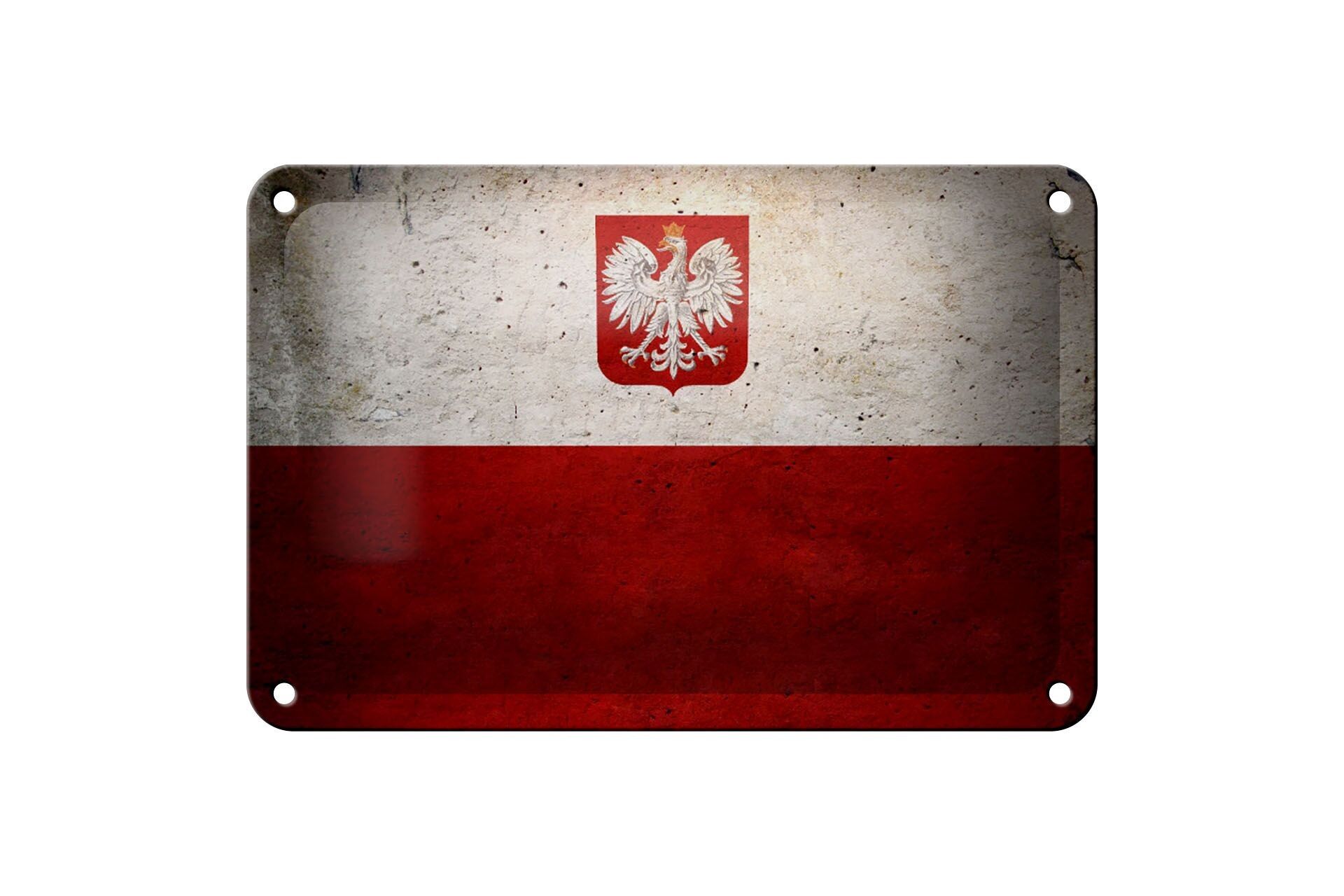 Bandera de cartel de hojalata 18x12cm decoración de pared con bandera de Polonia