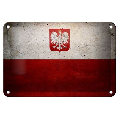 Targa in metallo bandiera 18x12 cm Decorazione murale bandiera Polonia