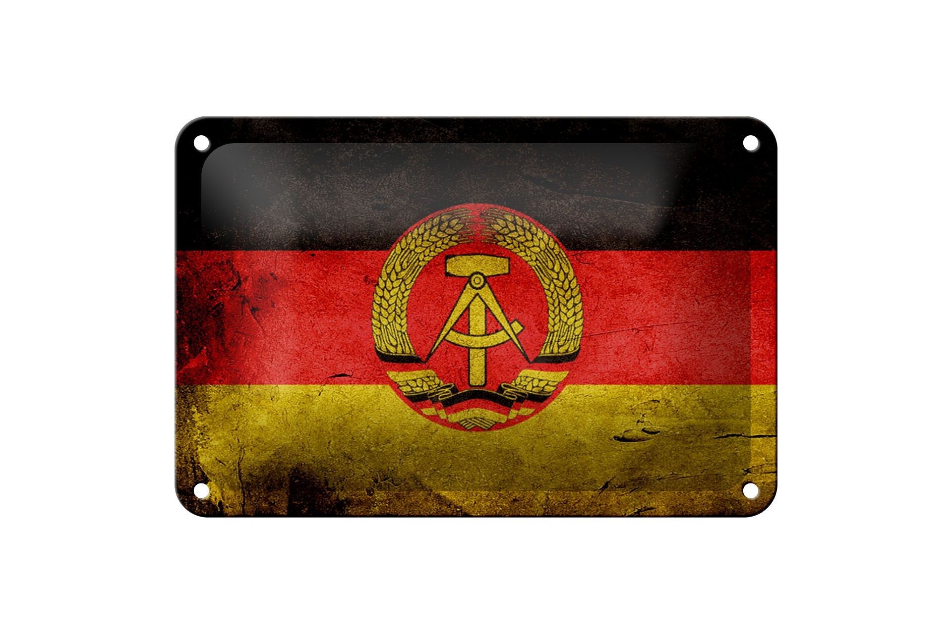Blechschild Flagge 18x12cm DDR Fahne Wanddeko Dekoration