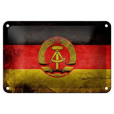 Metal sign flag 18x12cm DDR flag wall decoration