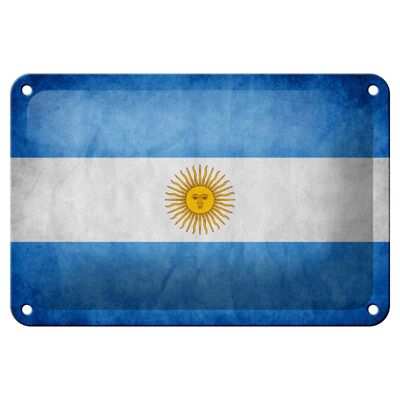 Cartel de chapa con bandera de Argentina, 18x12cm, decoración