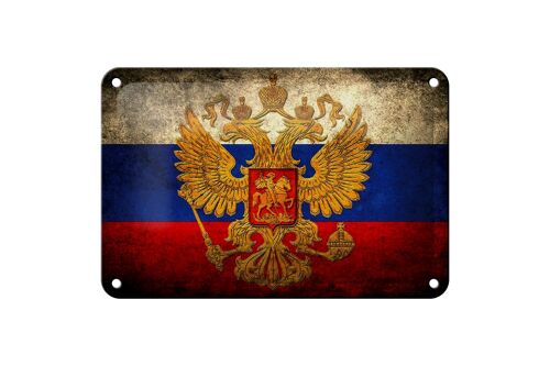 Blechschild Flagge 18x12cm Russland Fahne Wappen Dekoration