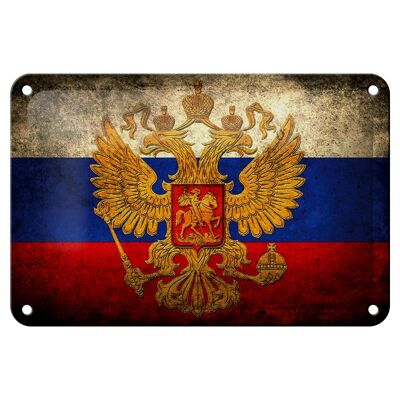 Blechschild Flagge 18x12cm Russland Fahne Wappen Dekoration