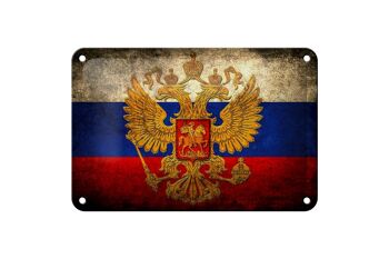 Drapeau en étain 18x12cm, drapeau russe, décoration des armoiries 1