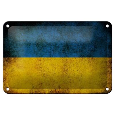 Targa in metallo Bandiera 18x12 cm Decorazione bandiera Ucraina