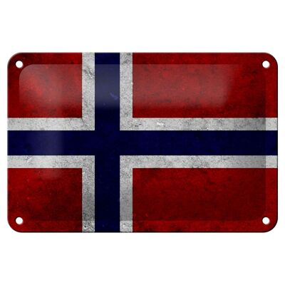 Targa in metallo bandiera 18x12 cm Decorazione murale bandiera norvegese