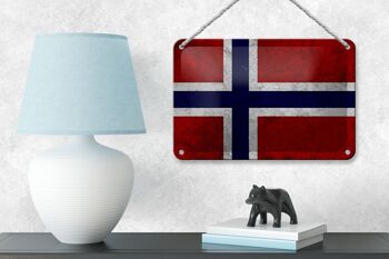 Drapeau en étain 18x12cm, décoration murale, drapeau de la norvège 4