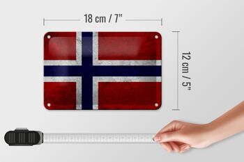 Drapeau en étain 18x12cm, décoration murale, drapeau de la norvège 5
