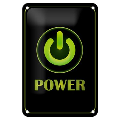 Metal sign notice 18x12cm power button wall decoration