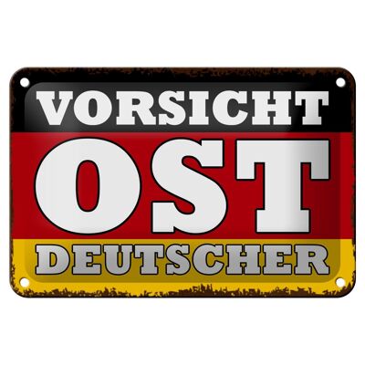 Blechschild Flagge 18x12cm Vorsicht Ost Deutscher Dekoration