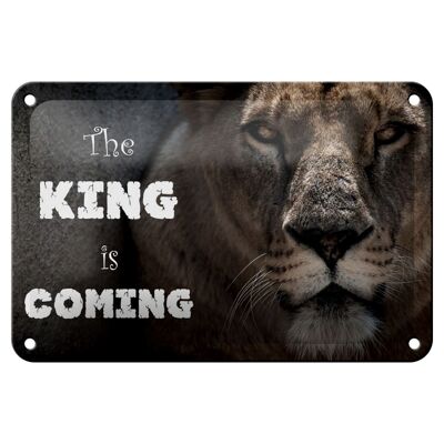 Cartel de chapa león 18x12cm El Rey viene decoración