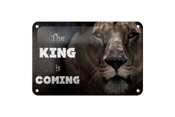 Plaque en tôle lion 18x12cm Le roi arrive, décoration 1