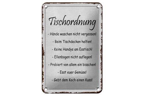 Blechschild Spruch 12x18cm Tischordnung Hände waschen Dekoration