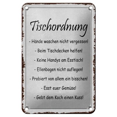 Blechschild Spruch 12x18cm Tischordnung Hände waschen Dekoration