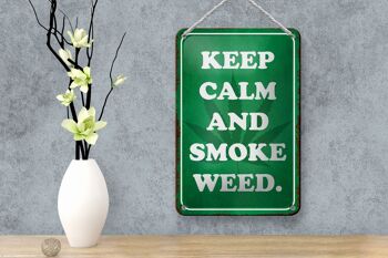 Panneau en étain disant 12x18cm, décoration Keep Calm and smoke weed 4
