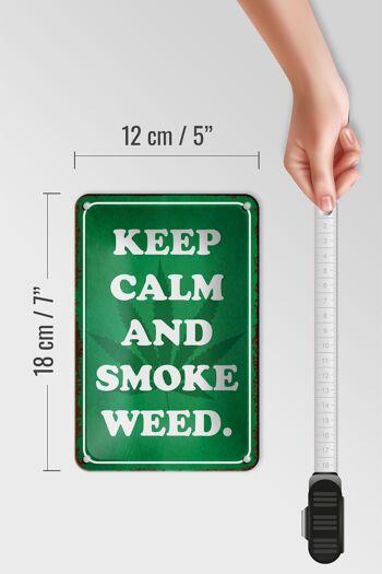 Panneau en étain disant 12x18cm, décoration Keep Calm and smoke weed 5