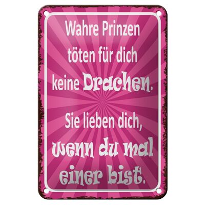 Blechschild Spruch 12x18cm wahre Prinzen töten keine Dekoration