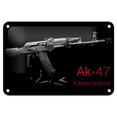 Cartel de chapa rifle 18x12cm AK-47 Kalashnikov decoración