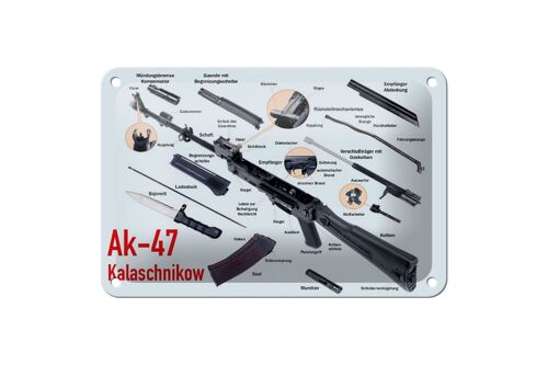 Blechschild Gewehr 18x12cm AK-47 Kalaschnikow Einzelteile Dekoration