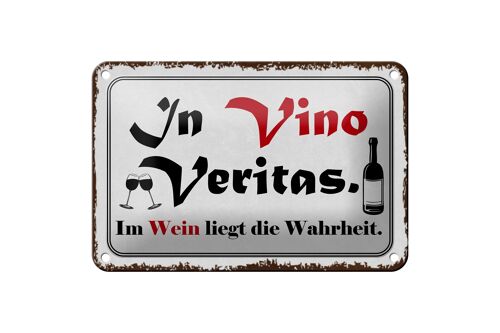 Blechschild Spruch 18x12cm in Vino Veritas Wein Wahrheit Dekoration