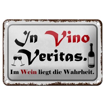 Blechschild Spruch 18x12cm in Vino Veritas Wein Wahrheit Dekoration