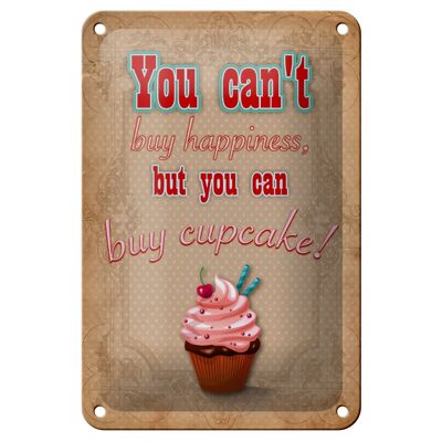 Targa in metallo con scritta "Cupcake, non puoi essere felice" 12x18 cm