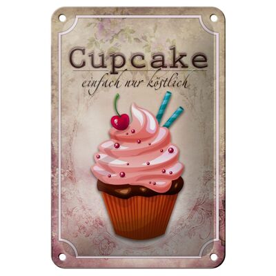 Cartel de chapa con texto "Cupcake simplemente deliciosa" 12x18 cm