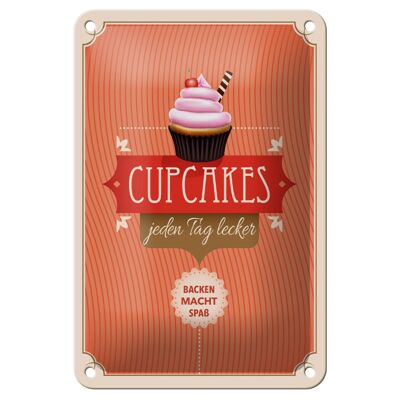 Cartel de chapa con texto "Cupcakes todos los días" 12x18 cm decoración deliciosa